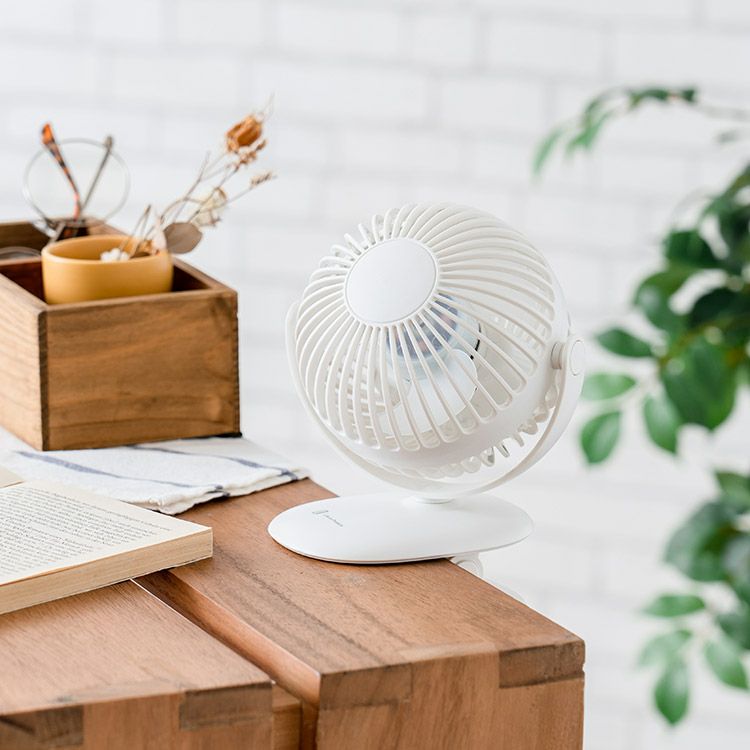 充電式ラウンドミニクリップファン LCAF013｜静音＆卓上にも使える小型